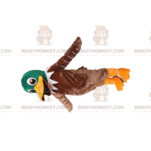 Fato de mascote BIGGYMONKEY™ de pato verde e castanho muito