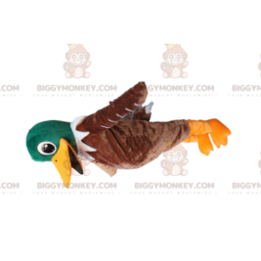 Costume de mascotte BIGGYMONKEY™ de canard vert et marron très