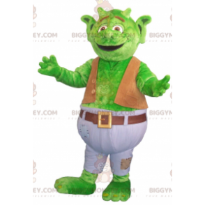 Big Green Dragon BIGGYMONKEY™ mascottekostuum met witte en