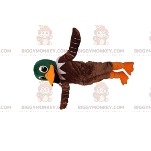 Fato de mascote BIGGYMONKEY™ de pato verde e castanho muito