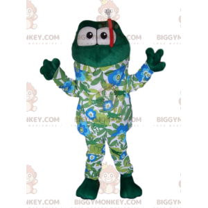 Costume da mascotte rana BIGGYMONKEY™ con muta e boccaglio -