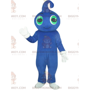 BIGGYMONKEY™ mascottekostuum van lachende blauwe man met groene