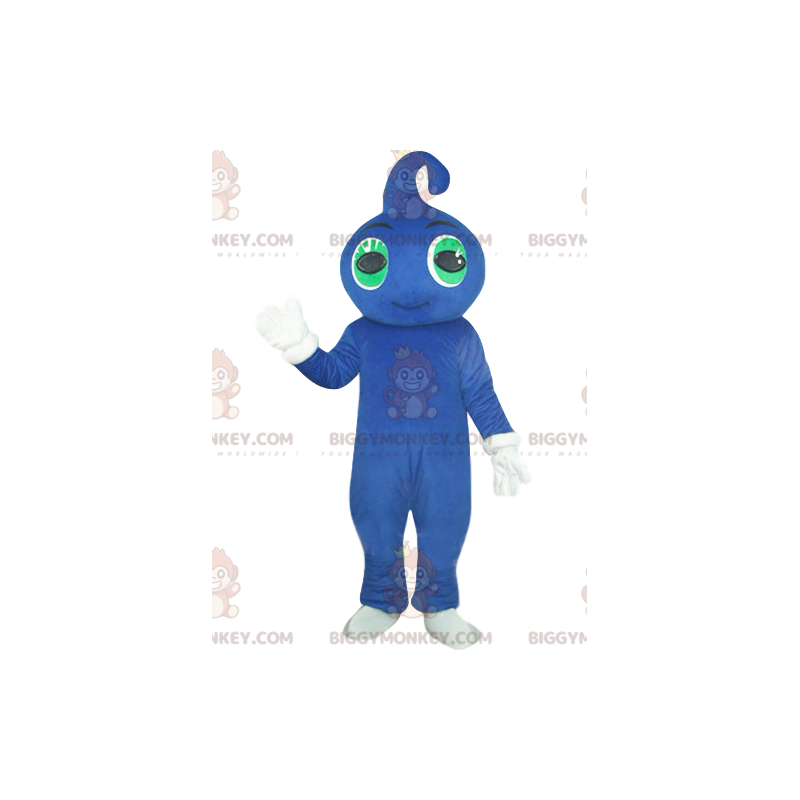 BIGGYMONKEY™ mascottekostuum van lachende blauwe man met groene