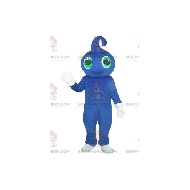 Disfraz de mascota BIGGYMONKEY™ de un hombre azul sonriente con