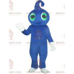 BIGGYMONKEY™ Costume da mascotte di un uomo blu sorridente con