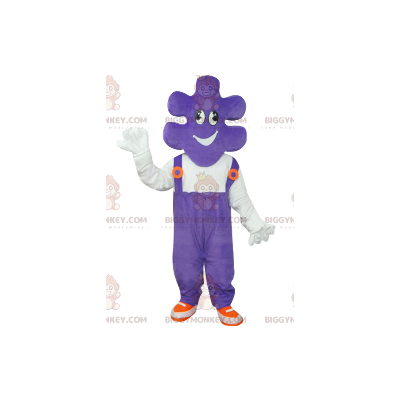 Puzzleteil BIGGYMONKEY™ Maskottchenkostüm mit violettem Overall
