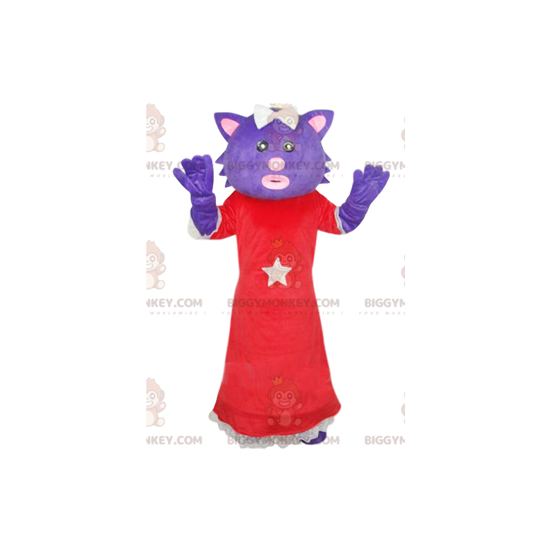 Disfraz de mascota BIGGYMONKEY™ de gato morado con vestido