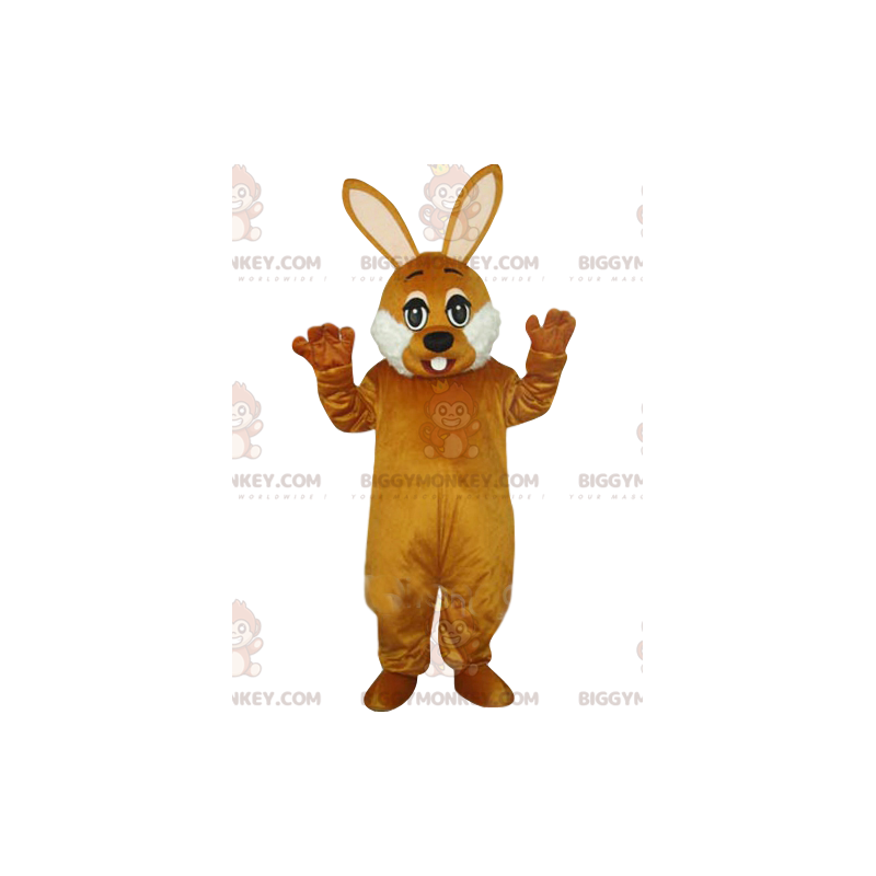 Costume de mascotte BIGGYMONKEY™ de lapin marron et blanc très