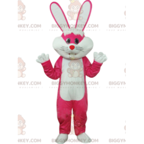 BIGGYMONKEY™ costume mascotte di fucsia e coniglietto bianco