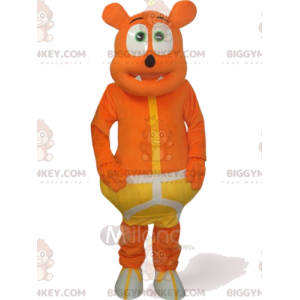 Legrační kostým oranžový medvěd BIGGYMONKEY™ maskot se žlutým