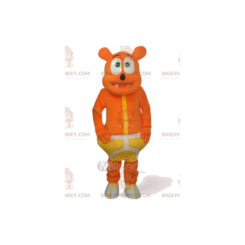 Costume de mascotte BIGGYMONKEY™ d'ours orange rigolo avec un