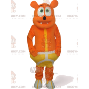 Legrační kostým oranžový medvěd BIGGYMONKEY™ maskot se žlutým