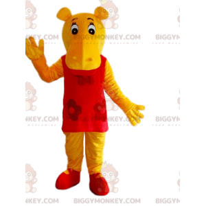 Traje de mascote BIGGYMONKEY™ hipopótamo amarelo com vestido