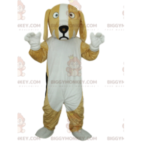 Beige-weißer Hund BIGGYMONKEY™ Maskottchen-Kostüm. Hundekostüm