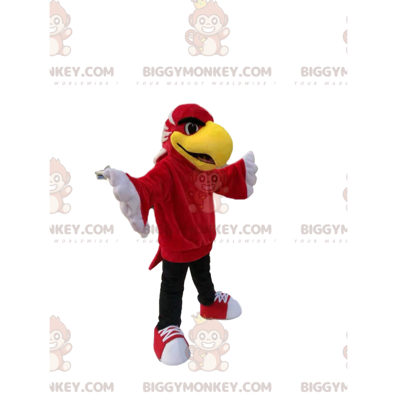 Disfraz de mascota BIGGYMONKEY™ de águila roja con un gran pico