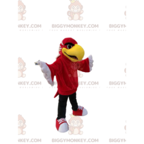 BIGGYMONKEY™ mascot costume of red eagle with a big yellow