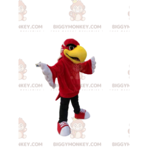 BIGGYMONKEY™ maskotdräkt av röd örn med en stor gul näbb. örn