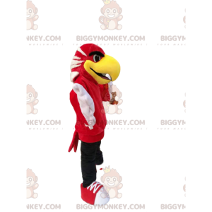 Fato de mascote BIGGYMONKEY™ de águia vermelha com um grande