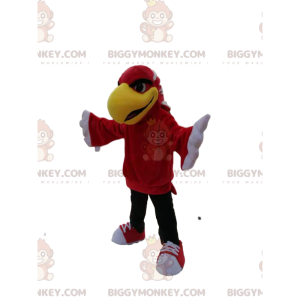 BIGGYMONKEY™ mascot costume of red eagle with a big yellow