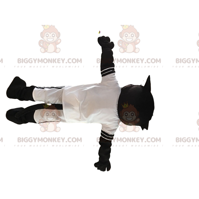 BIGGYMONKEY™ Maskottchen-Kostüm Schwarzer Panther im weißen