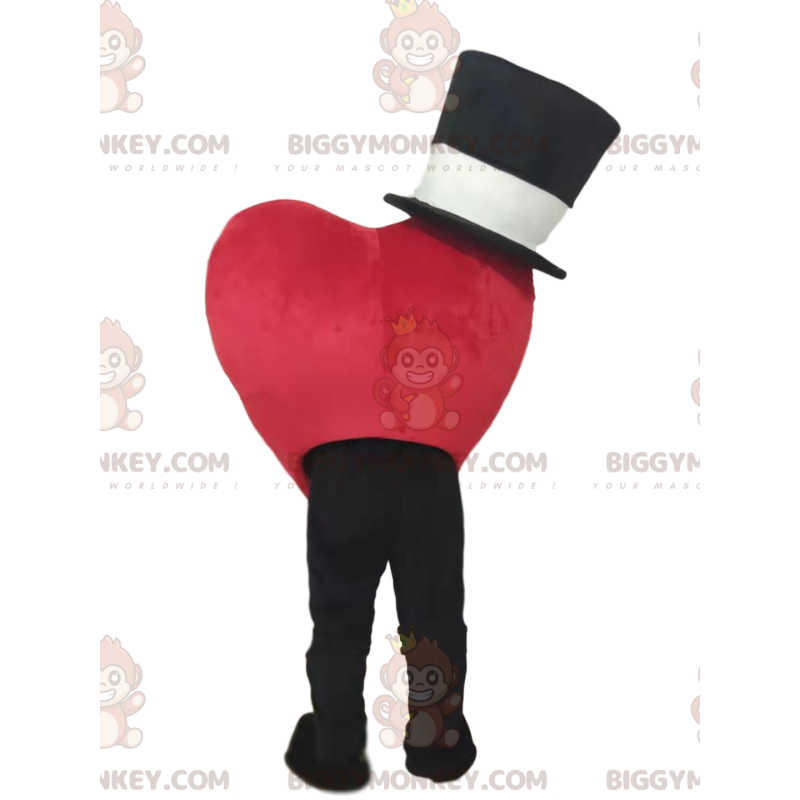 Glimlachend rood hart BIGGYMONKEY™ mascottekostuum met zwarte