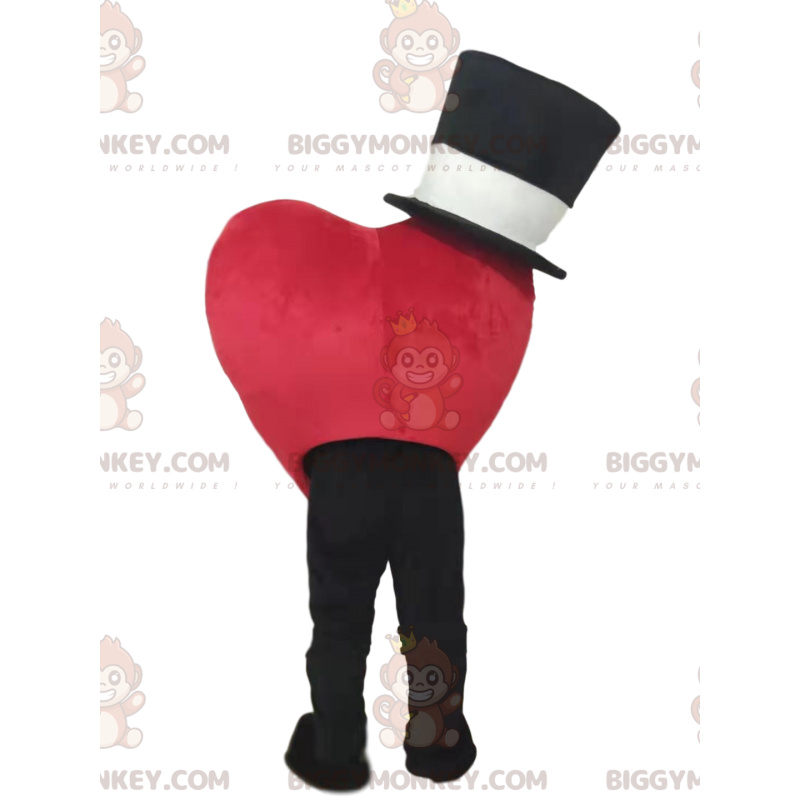 Smiling Red Heart BIGGYMONKEY™ Mascot Costume With Black Hat -