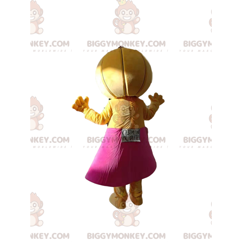 Onion BIGGYMONKEY™ mascot costume with pink skirt. Figs costume