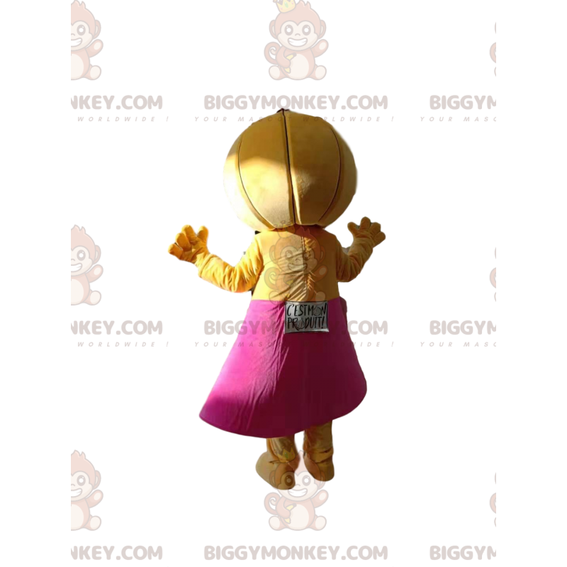 Traje de mascote Onion BIGGYMONKEY™ com saia rosa. Traje de