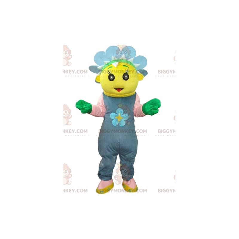 Traje de mascote BIGGYMONKEY™ Personagem amarelo com coroa de