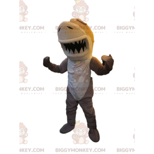 Costume da mascotte BIGGYMONKEY™ squalo bianco e marrone