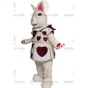 BIGGYMONKEY™ mascottekostuum van wit konijn met bordeauxrode