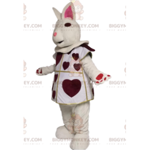 BIGGYMONKEY™ mascot costume of white rabbit with burgundy