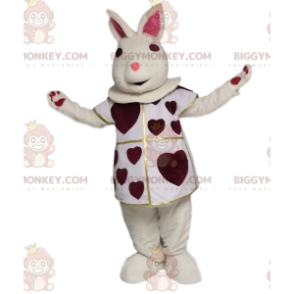 BIGGYMONKEY™ mascot costume of white rabbit with burgundy
