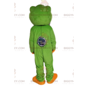 Sehr freundlicher grüner Frosch BIGGYMONKEY™ Maskottchenkostüm.