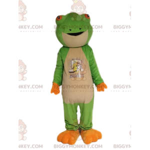 Costume da mascotte BIGGYMONKEY™ rana verde molto amichevole.