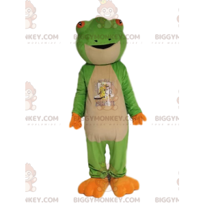 Velmi přátelský kostým maskota zelené žáby BIGGYMONKEY™. kostým