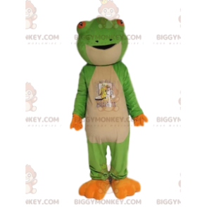 Costume da mascotte BIGGYMONKEY™ rana verde molto amichevole.