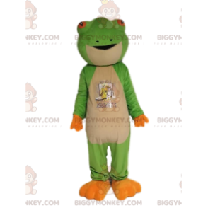 Meget venlig grøn frø BIGGYMONKEY™ maskot kostume. frø kostume