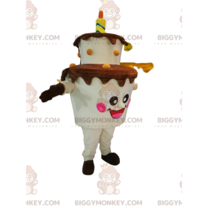 BIGGYMONKEY™ mascot costume two-tier cake, with candle. cake