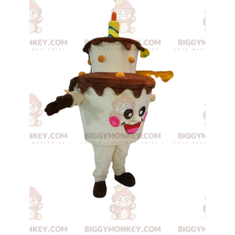 BIGGYMONKEY™ mascot costume two-tier cake, with candle. cake