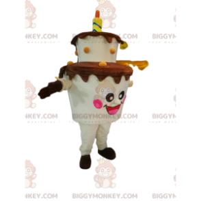 Kostým maskota BIGGYMONKEY™ dvoupatrový dort se svíčkou.