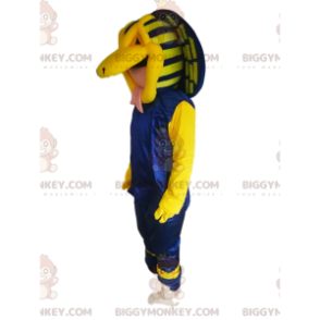 BIGGYMONKEY™ mascot costume of yellow cobra snake in blue