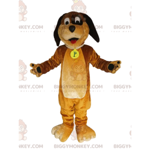 Costume de mascotte BIGGYMONKEY™ de chien marron rigolo.