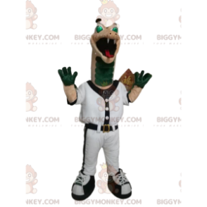 BIGGYMONKEY™ mascot costume of green and beige reptile in