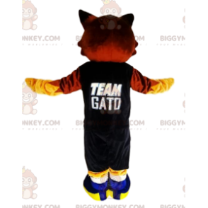 Bruine kat BIGGYMONKEY™ mascottekostuum met supportersshirt -