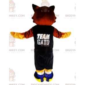 Costume da mascotte gatto marrone BIGGYMONKEY™ con maglietta da