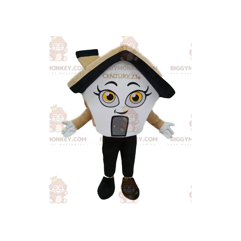 Costume de mascotte BIGGYMONKEY™ de maison crème, avec une