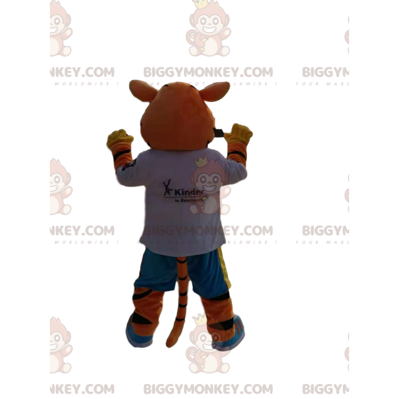 Divertente costume mascotte da tigre BIGGYMONKEY™, con blue