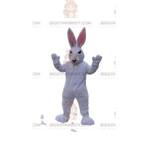 BIGGYMONKEY™ Vit kanin Maskotdräkt med ond utseende. kanin