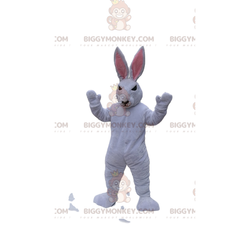 Disfraz de mascota de aspecto travieso de conejo blanco
